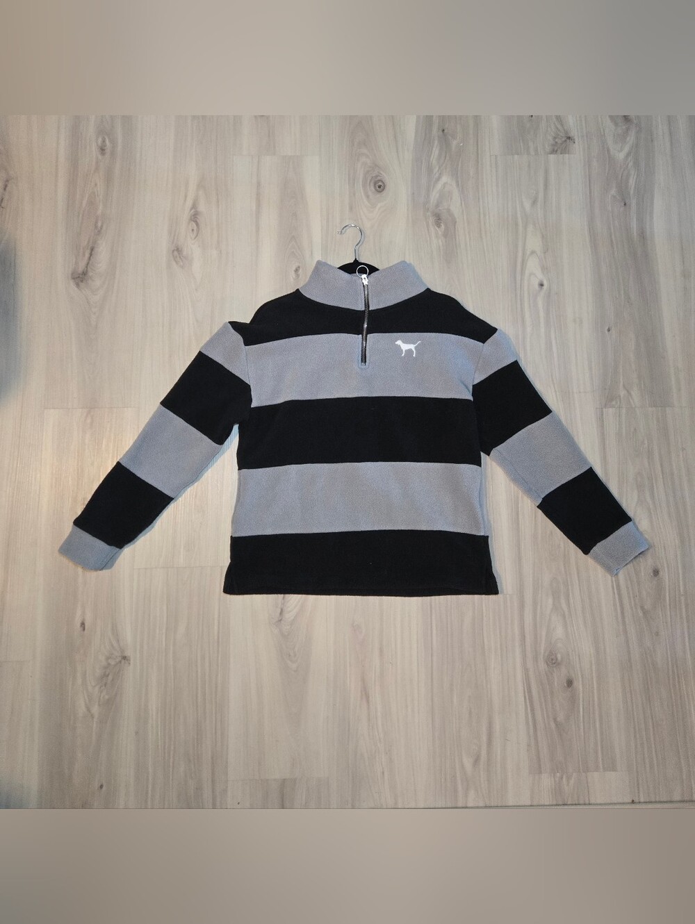 Vtg PINK Victoria's Secret Y2K Striped O-Ring Quarter Zip Fleece Pullover XS